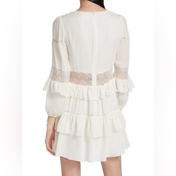 CINQ A SEPT Sanya Ruffled Silk & Lace ivory Dress 2 NWOT - Picture 5 of 12